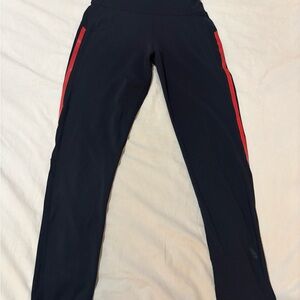 adidas Black Leggings with Red Side Stripes